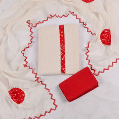 Kora Cotton White Unstitched Suit