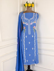 Organza Powder Blue Unstitched Suit