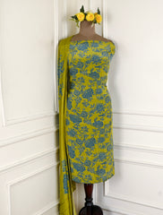 Crepe Mustard Yellow Unstitched Suit