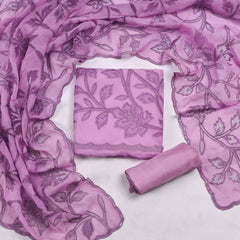 Organza Lavender Unstitched Suit