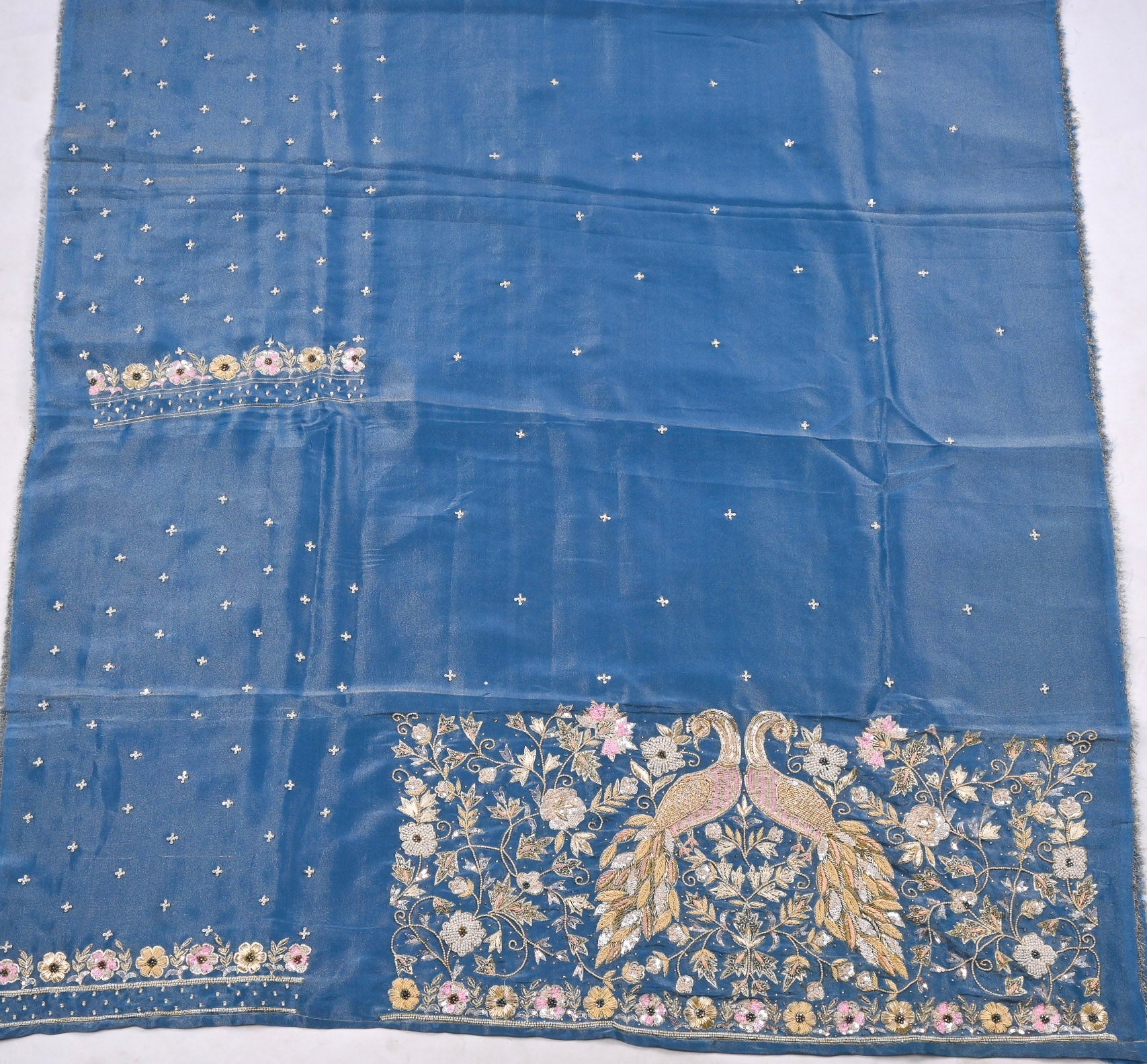 Shimmer Powder Blue Unstitched Suit