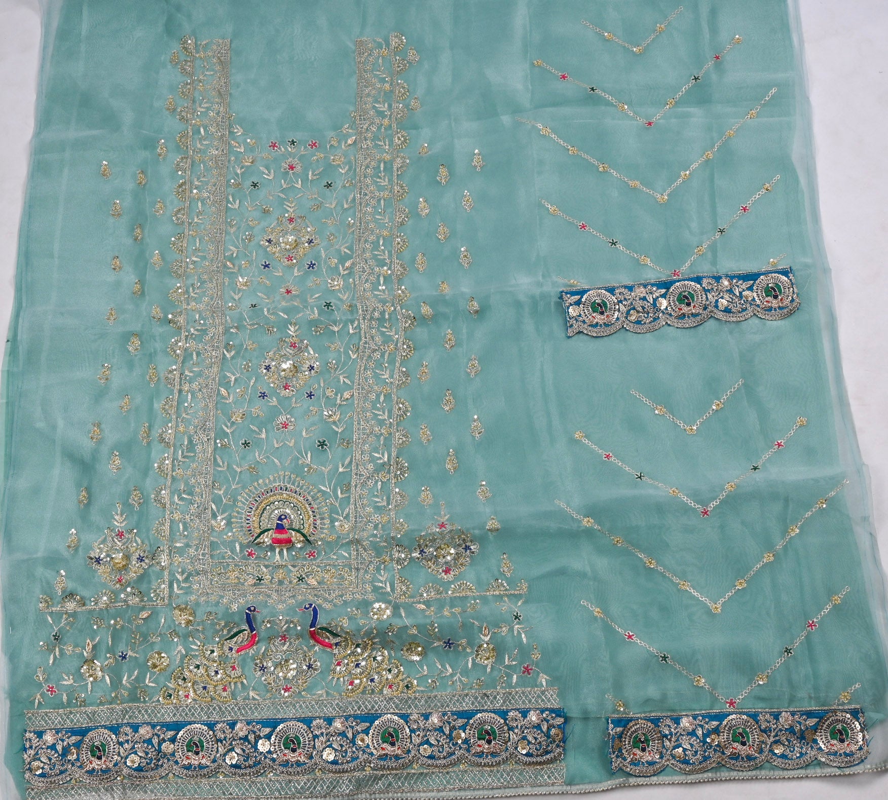 Glass Shimmer Ice Blue Unstitched Suit