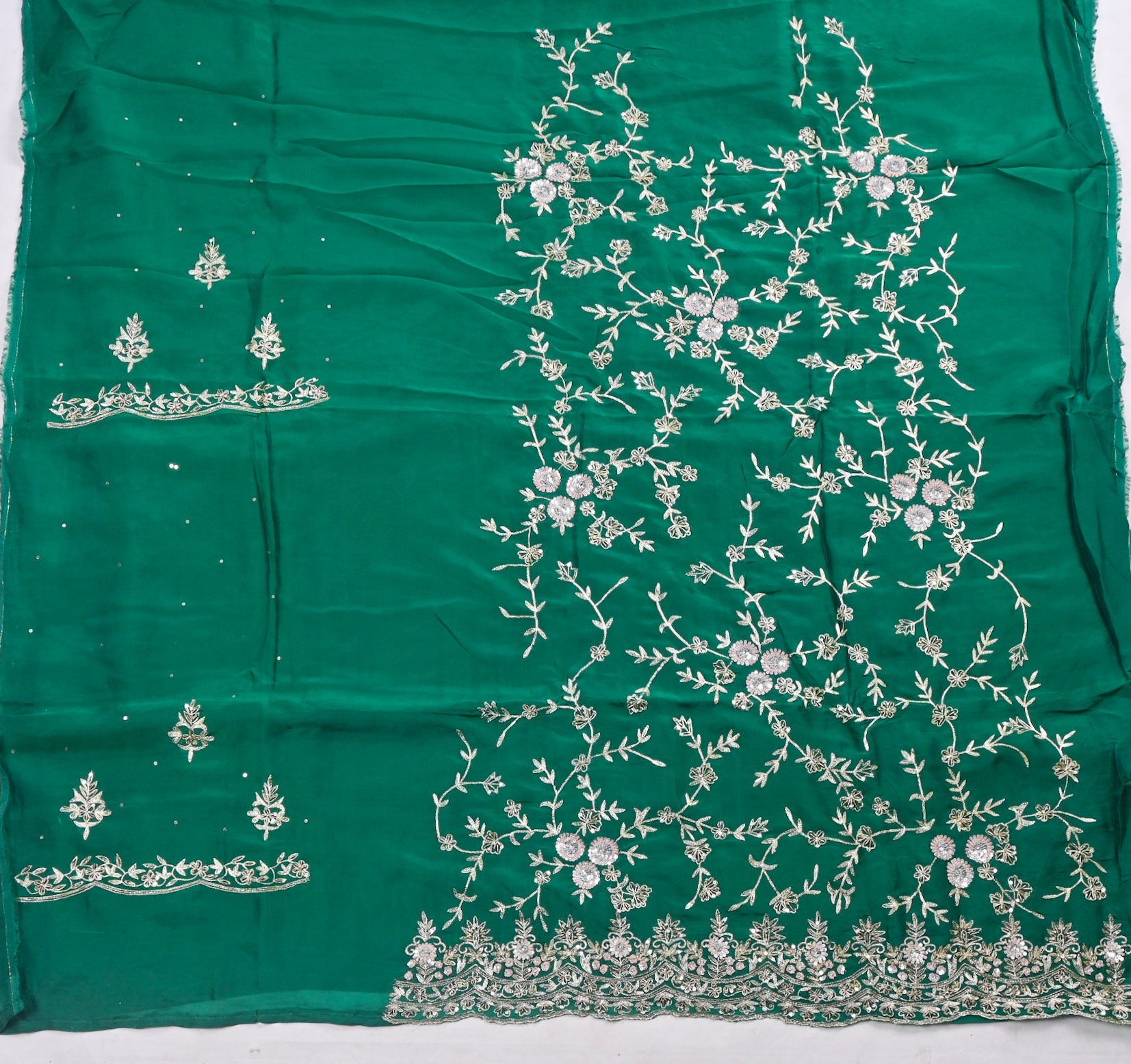 Crepe Green Unstitched Suit