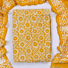 Cotton Yellow Unstitched Suit