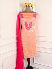 Gavadin Silk Peach Unstitched Suit