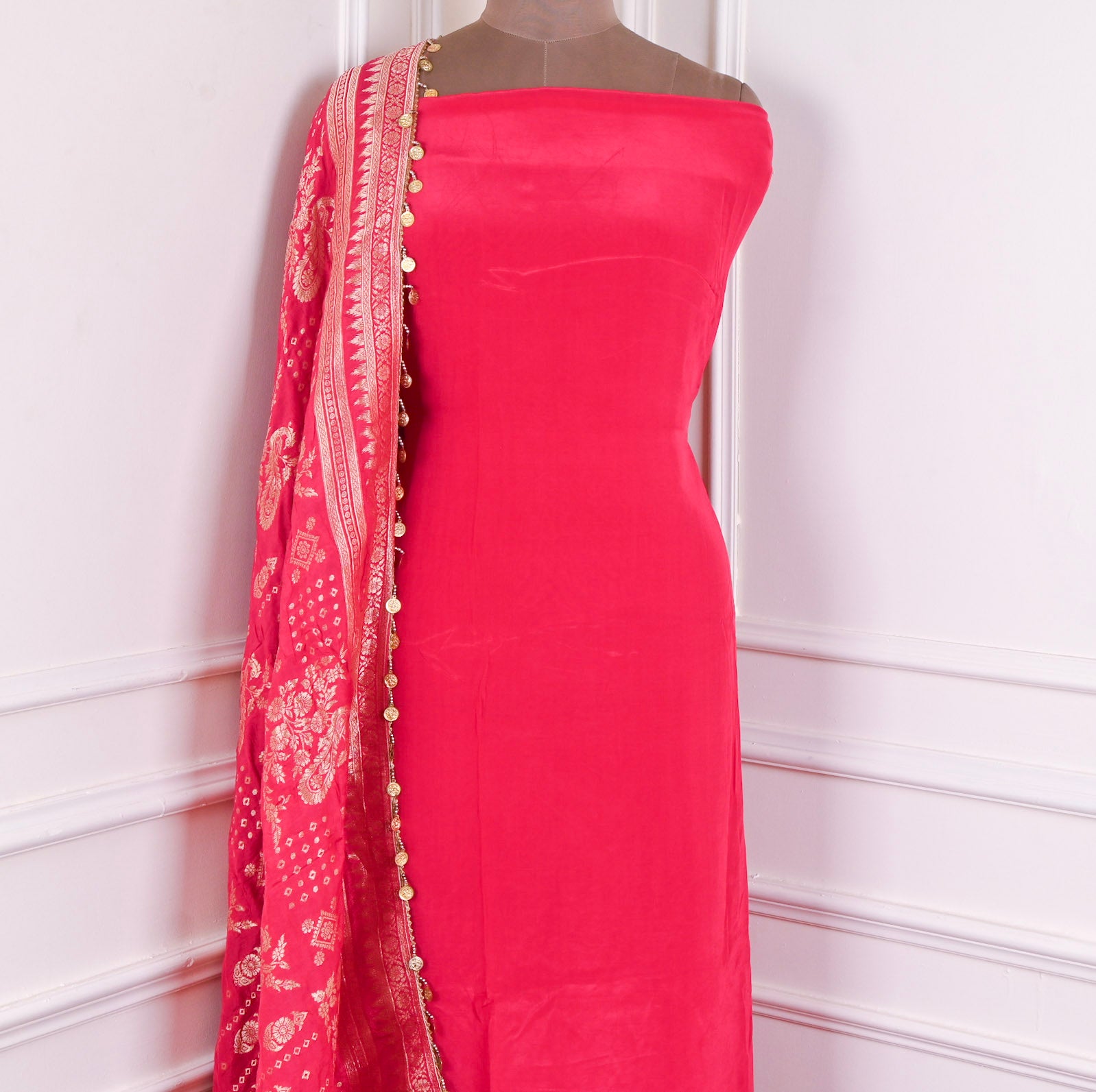 Crepe Pink Unstitched Suit