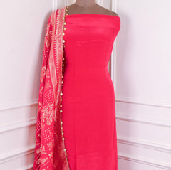 Crepe Pink Unstitched Suit