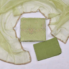 Crush Green Unstitched Suit