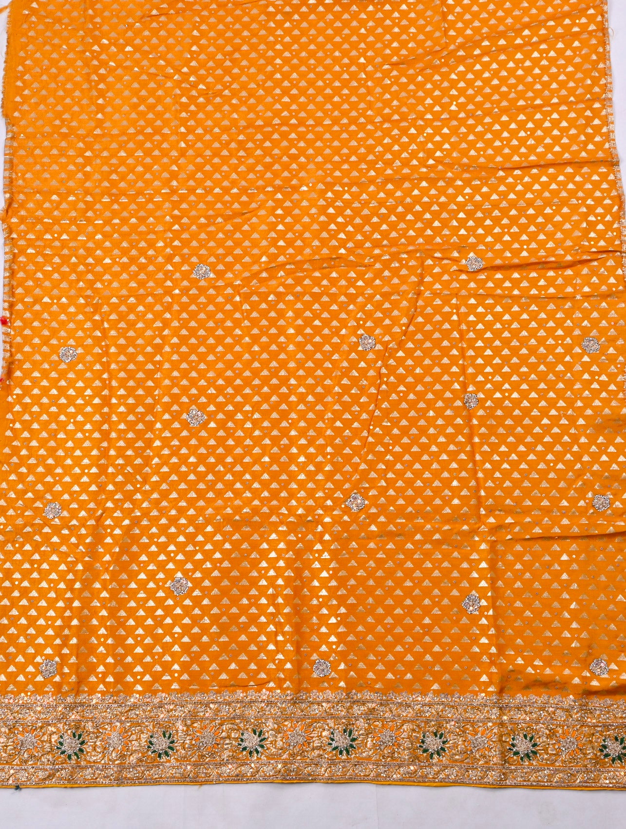 Banarasi Silk Yellow Unstitched Suit