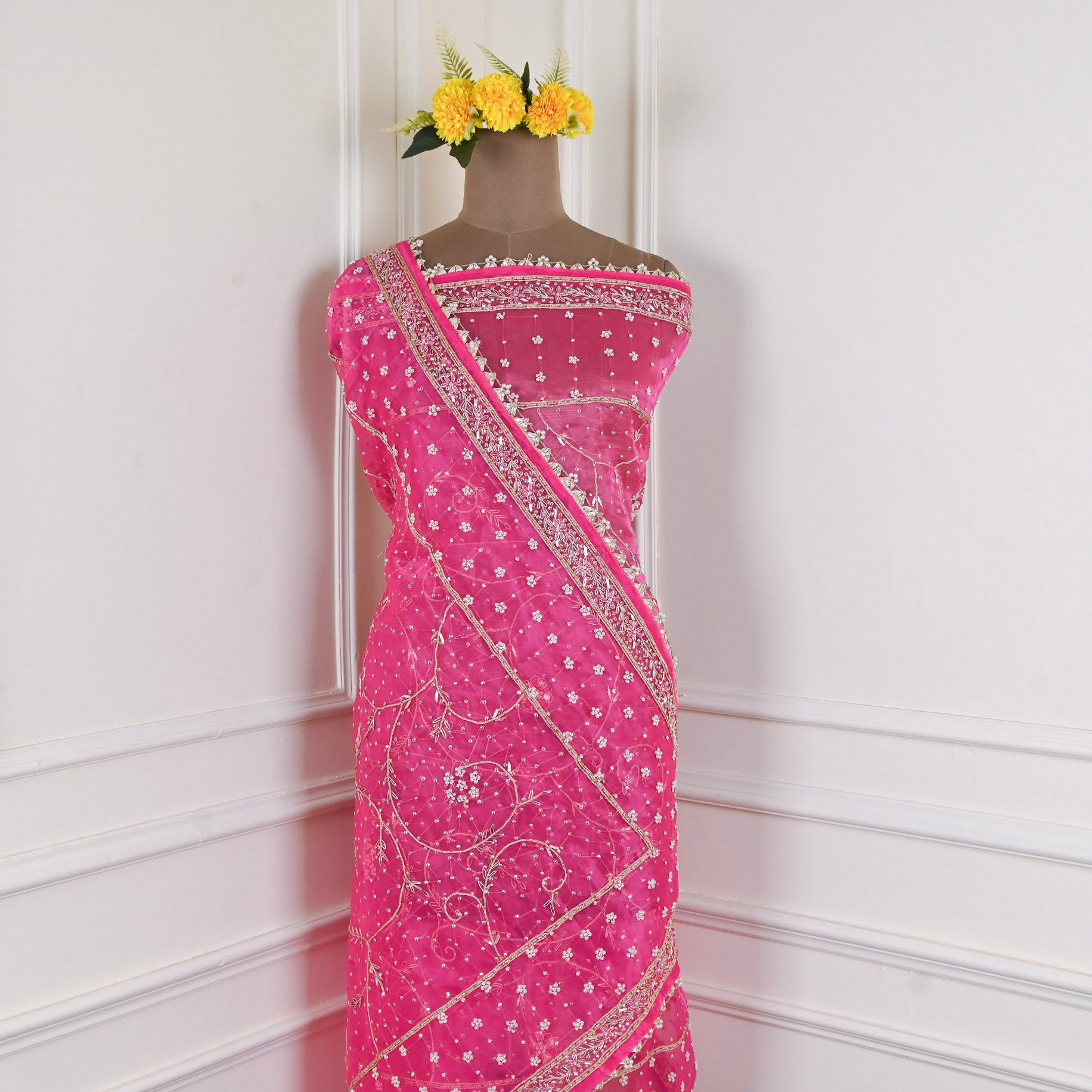 Glass Shimmer Pink Unstitched Suit