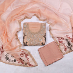 Crush Shimmer Peach Unstitched Suit