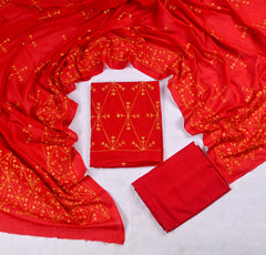 Mul Mul Red Phulkari Suit