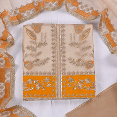 Crush Beige Yellow Unstitched Suit