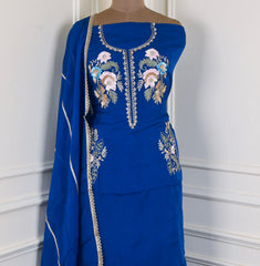 Organza Blue Unstitched Suit