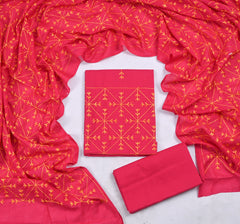 Cotton Pink Phulkari Suit