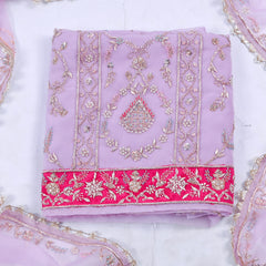 Organza Lavender Unstitched Suit