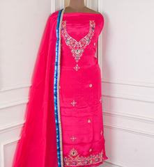 Organza Magenta Unstitched Suit