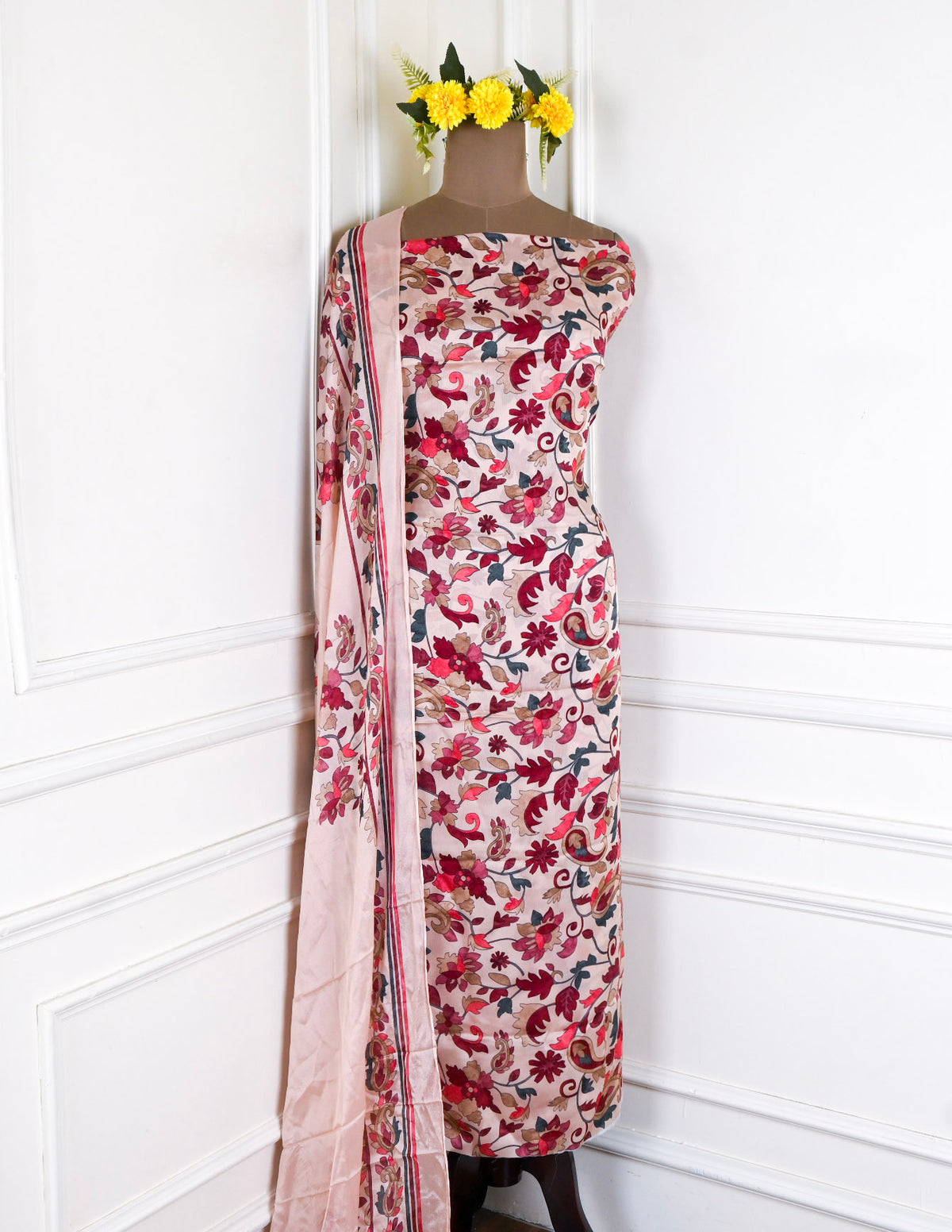 Chinon Baby Pink Unstitched Suit