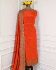 Crepe Orange Unstitched Suit