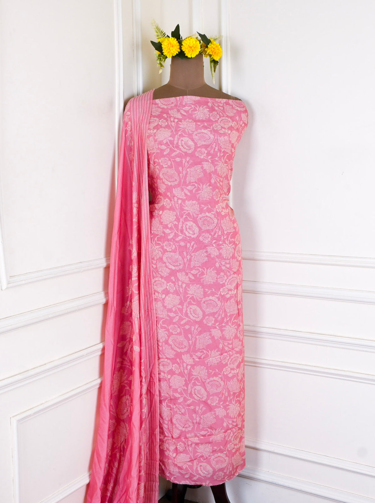 Muslin Pink Unstitched Suit