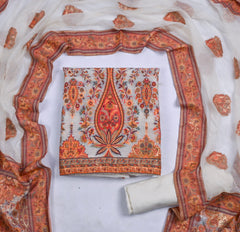 Mul Chanderi White Unstitched Suit