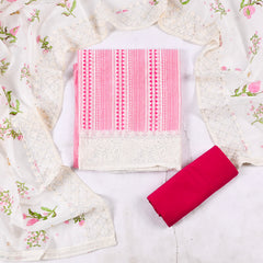 Chanderi Silk Pink Unstitched Suit