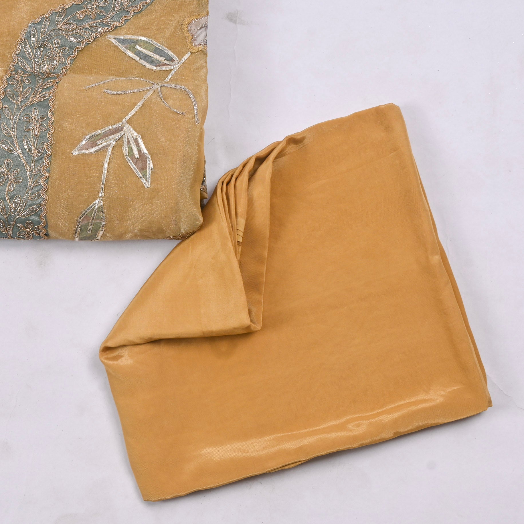 Organza Mustard Yellow Unstitched Suit