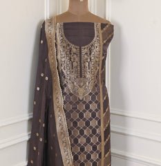 Banarasi Black Unstitched Suit
