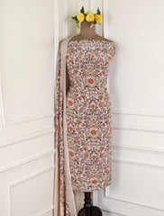 Crepe Beige Unstitched Suit