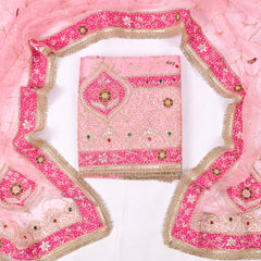 Gavadin Baby Pink Unstitched Suit