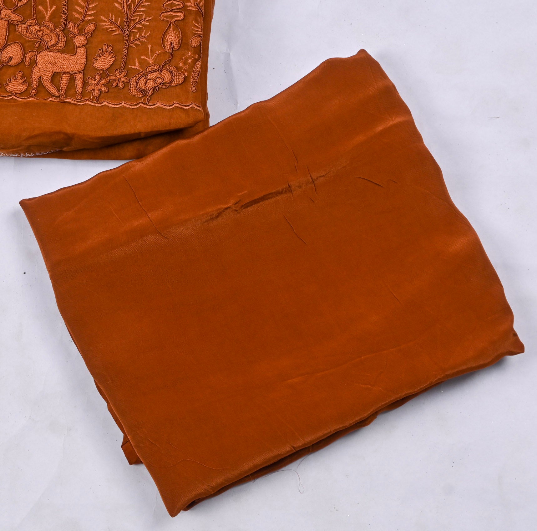 Organza Brown Unstitched Suit