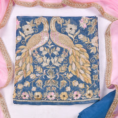 Shimmer Powder Blue Unstitched Suit
