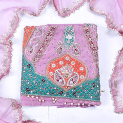 Glass Organza Blush Pink Unstitched Suit