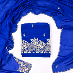 Crepe Royal Blue Unstitched Suit