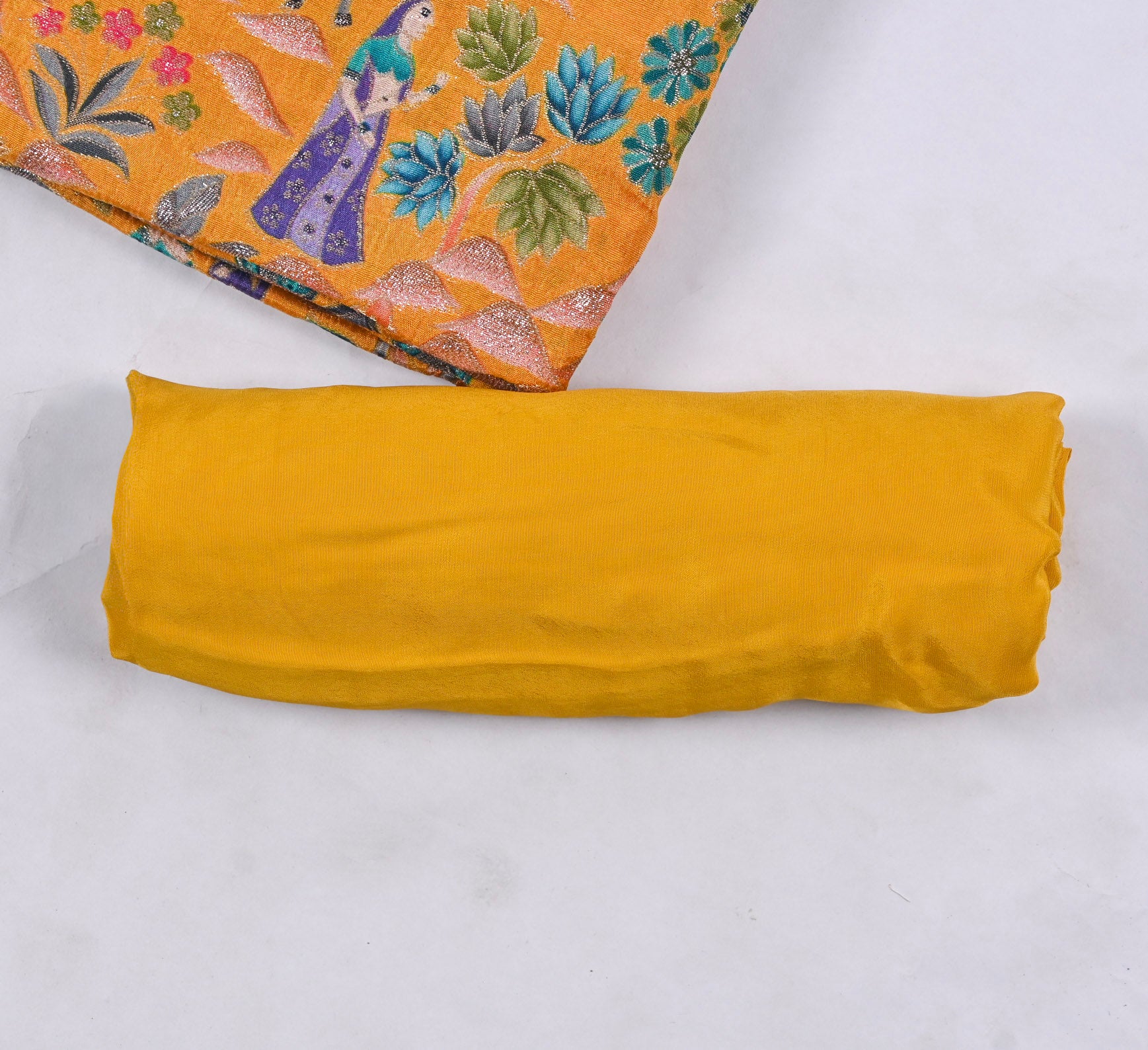 Silk Yellow Unstitched Suit