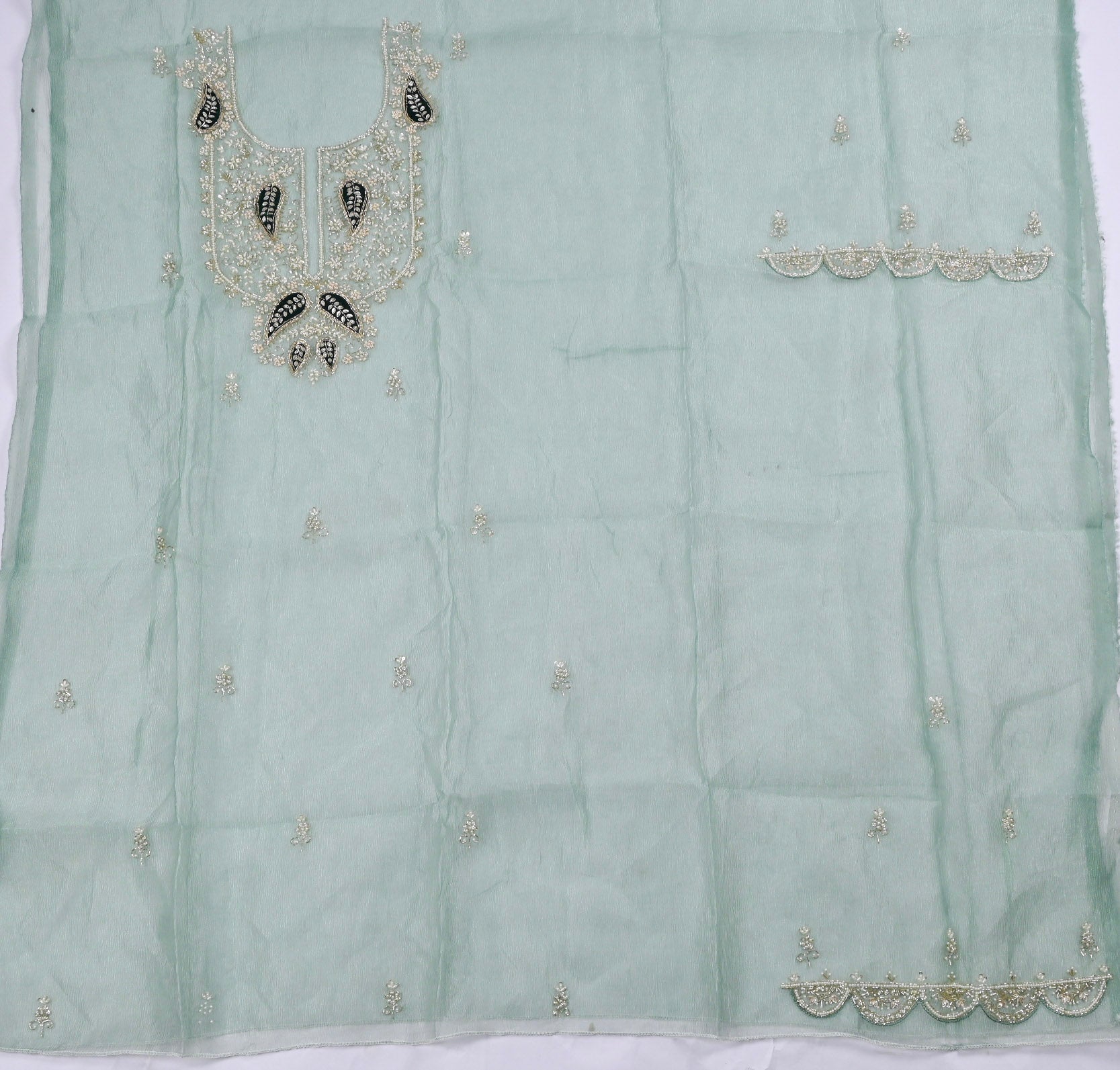 Shimmer Sea Green Unstitched Suit
