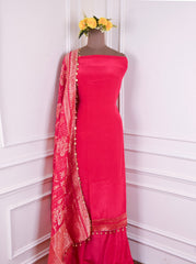 Crepe Pink Unstitched Suit