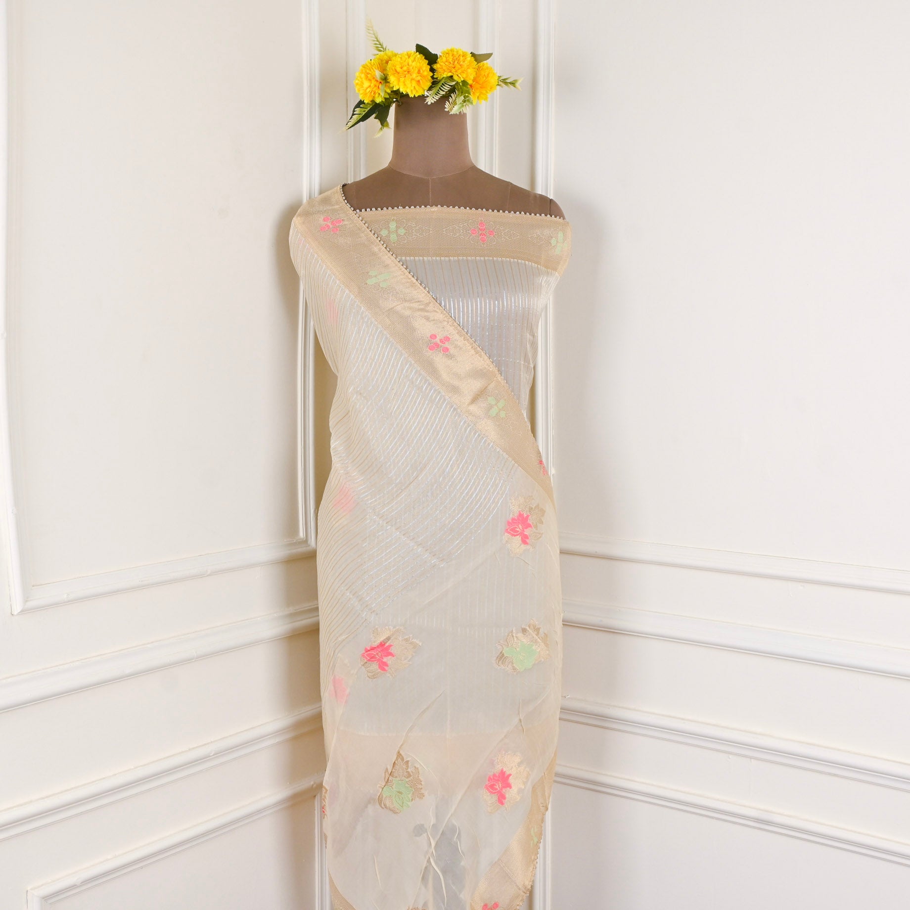 Shimmer Beige Unstitched Suit