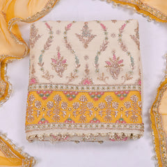 Organza Yellow Unstitched Suit