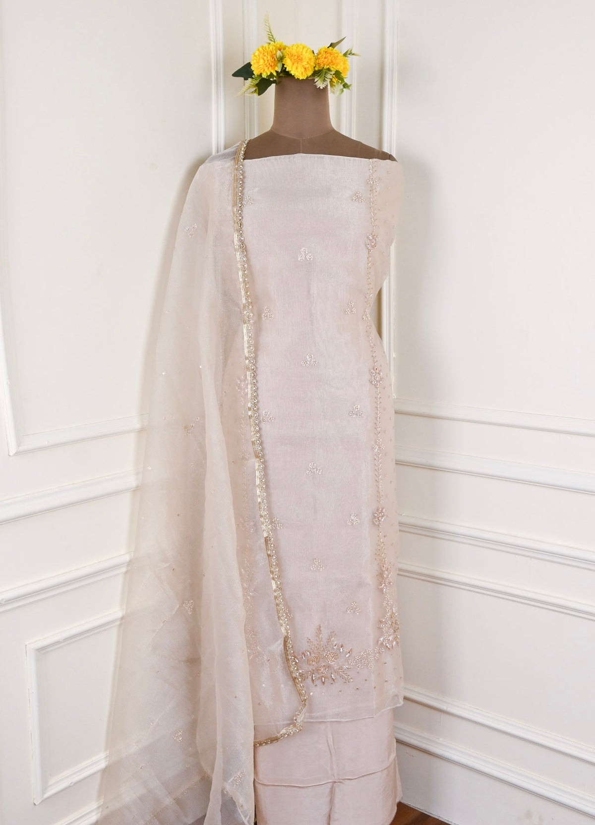 Crush Beige Unstitched Suit