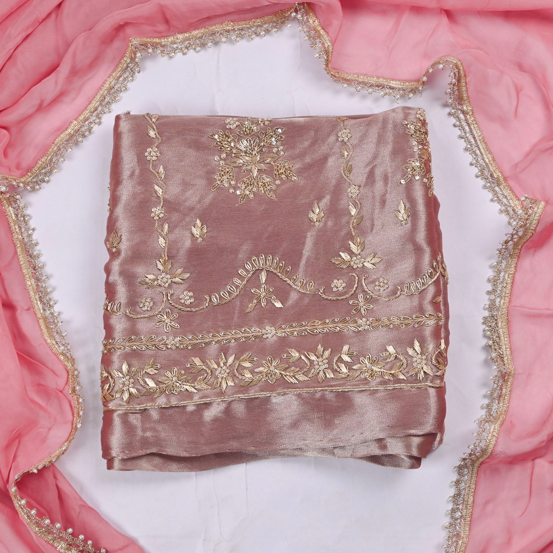 Giraffe Shimmer Pink Unstitched Suit