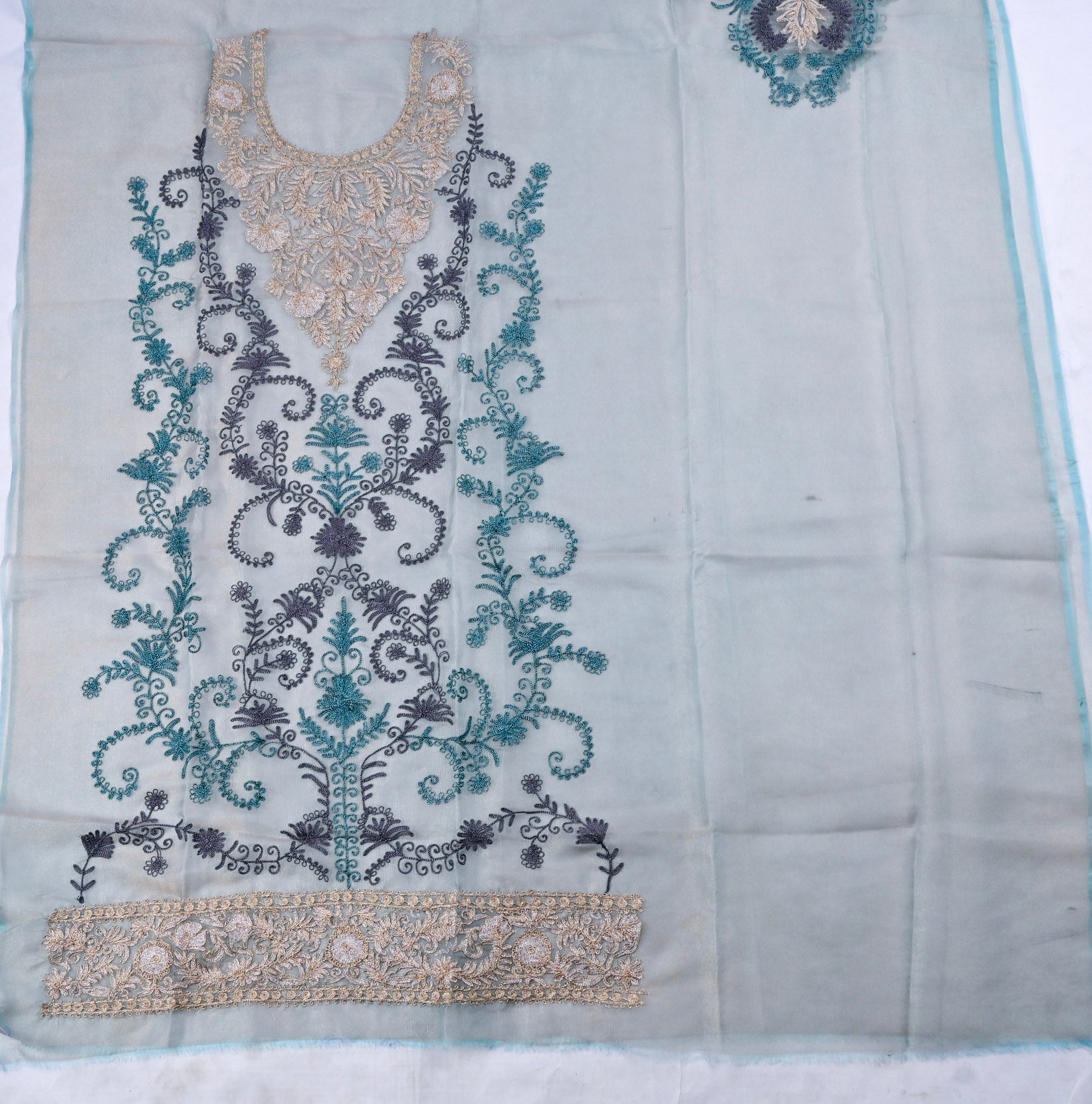 Crush Shimmer Light Blue Unstitched Suit
