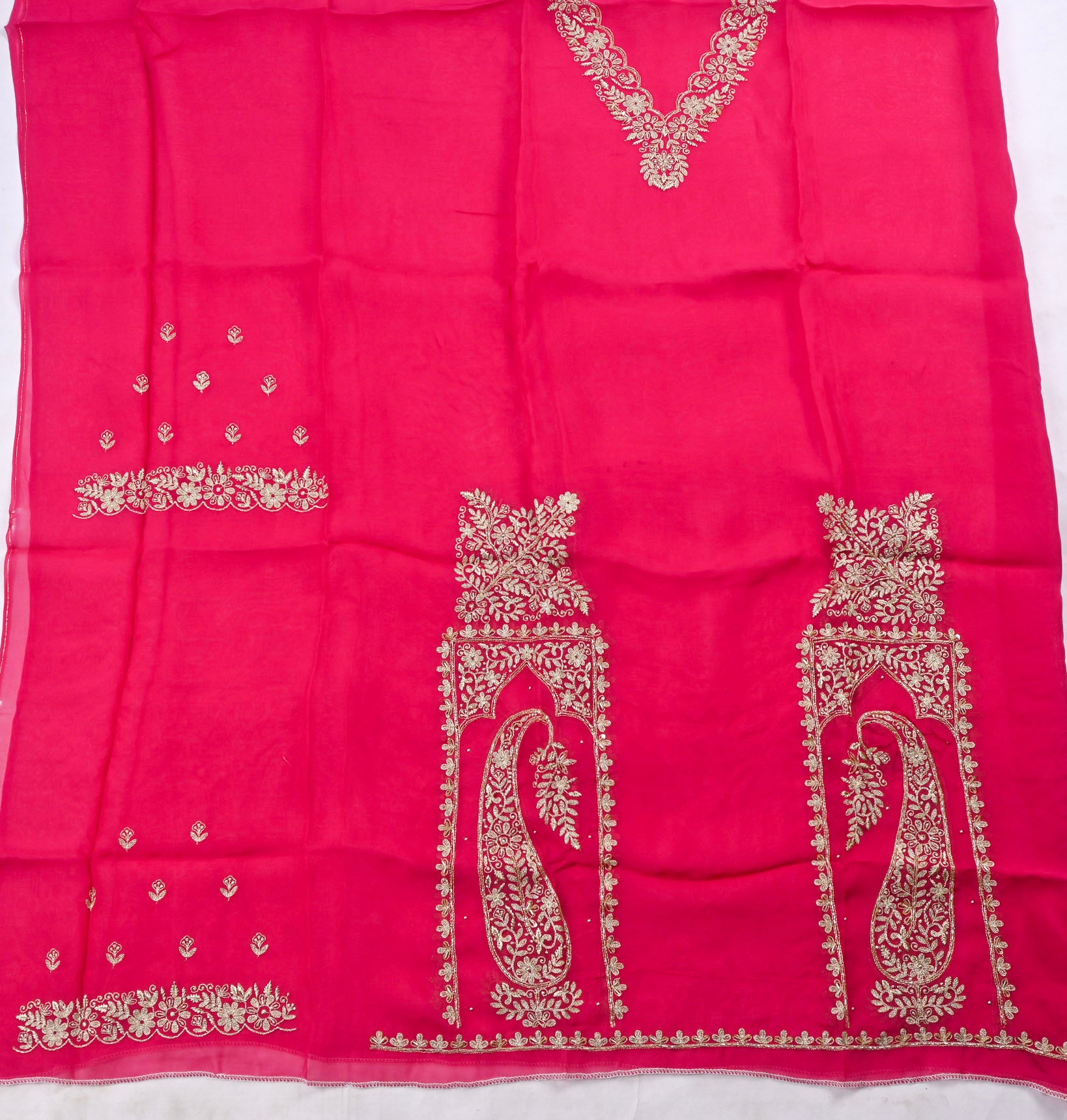 Organza Pink Unstitched Suit