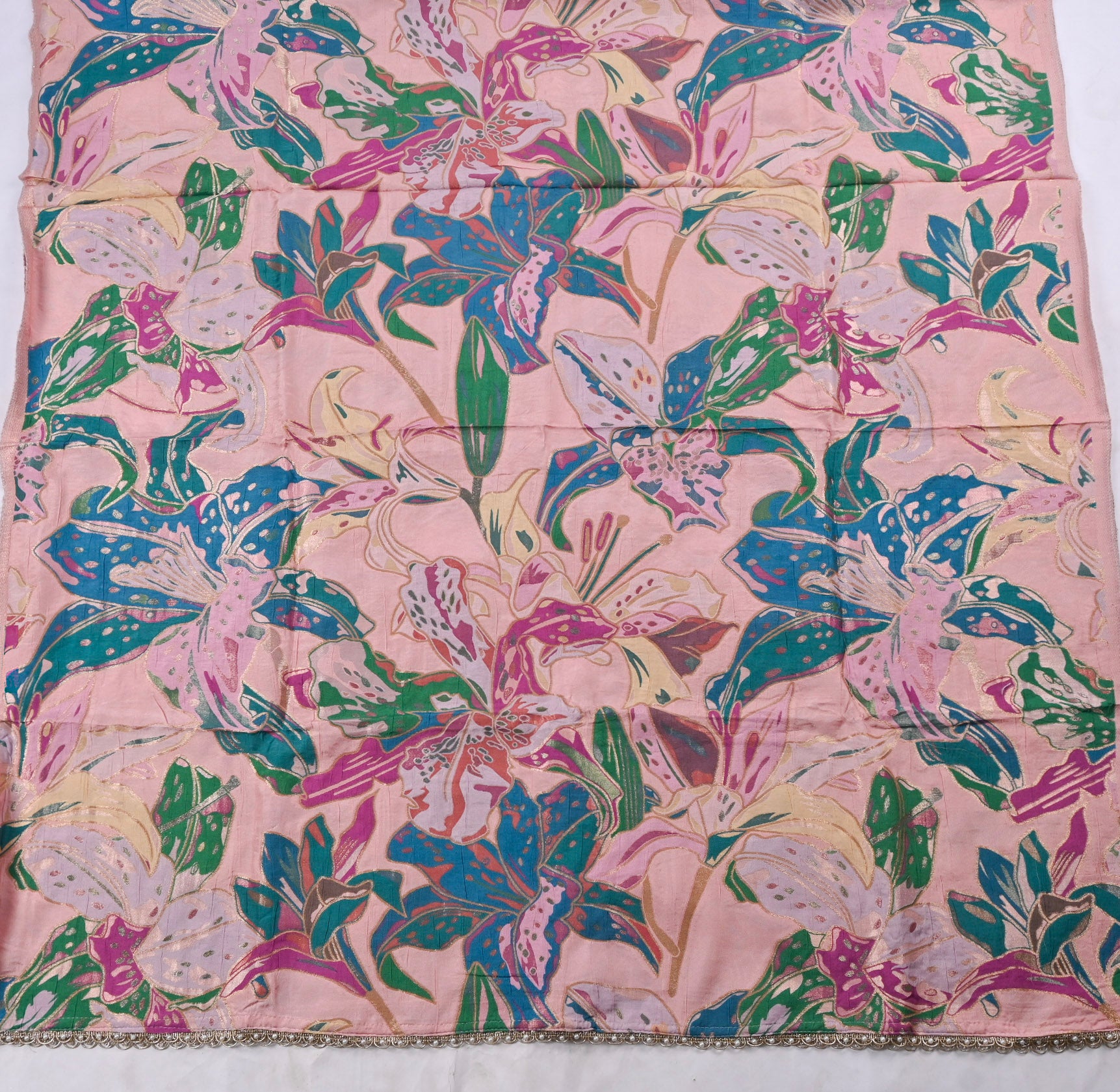 Banarasi Silk Pink Unstitched Suit