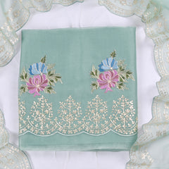 Glass Shimmer Pista Green Unstitched Suit