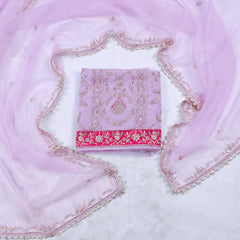 Organza Lavender Unstitched Suit