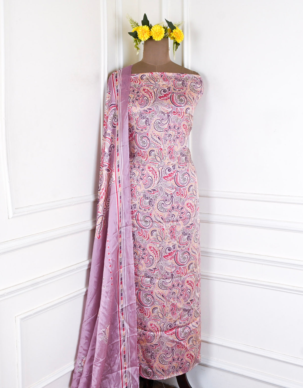 Chinon Onion Pink Unstitched Suit