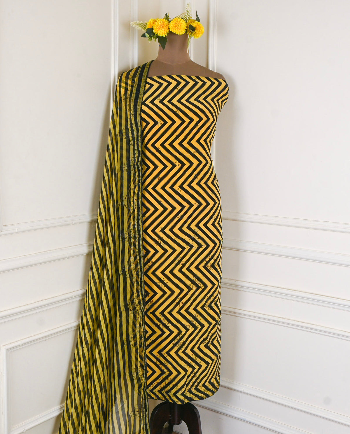 Crepe Yellow Unstitched Suit