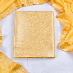 Banarasi Yellow Unstitched Suit