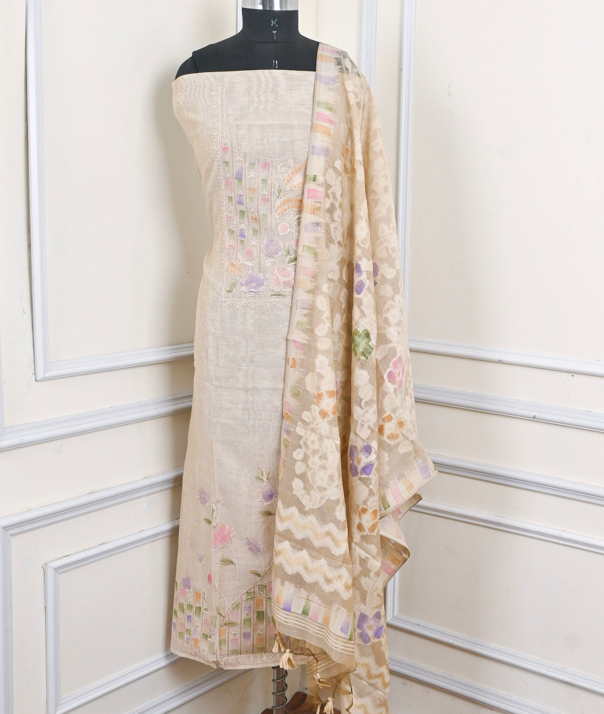 Linen Off-white Unstitched Suit